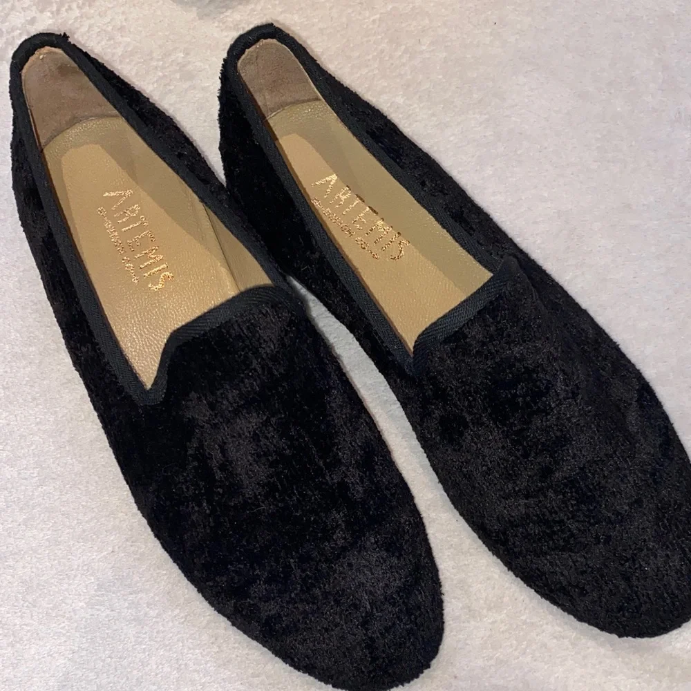 Artemis men’s tuxedo black tie smoking shoes silk velvet leather sole Sz 40